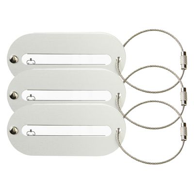 Kofferlabel Isa - 3x - zilver - 8.5 x 4 cm - reiskoffer/handbagage label