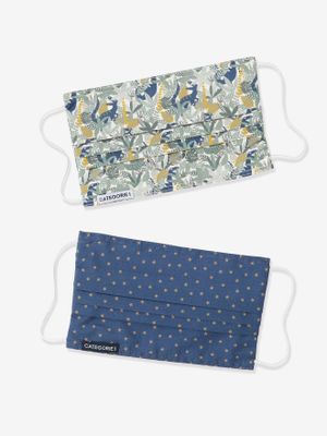 Set van 2 wasbare jongensmaskers met opdruk jeansblauw met print