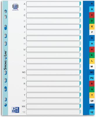 OXFORD tabbladen, formaat A4 maxi (voor showtassen), uit PP, 11-gaatsperforatie, gekleurde tabs, set A-Z