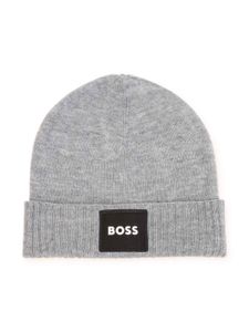 BOSS Kidswear bonnet nervuré à patch logo - Gris