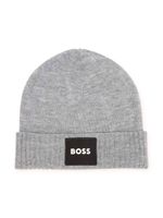 BOSS Kidswear bonnet nervuré à patch logo - Gris - thumbnail