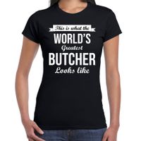 Worlds greatest butcher t-shirt zwart dames - Werelds grootste slager cadeau 2XL  - - thumbnail