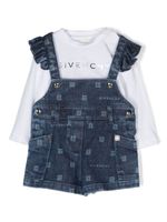 Givenchy Kids ensemble salopette-t-shirt en coton - Bleu