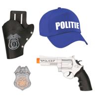 Politie agent verkleed set - 3 delig - kinderen - baseballcap blauw en accessoires