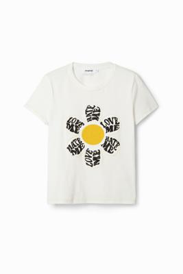 T-shirt met madeliefjespatch - WHITE - S