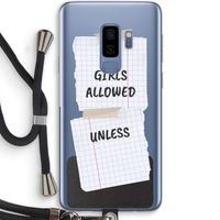 No Girls Allowed Unless: Samsung Galaxy S9 Plus Transparant Hoesje met koord