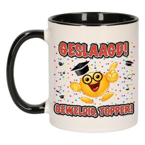 Geslaagd cadeau mok - zwart - Geslaagd! Geweldig, Topper! - keramiek - ca. 300 ml