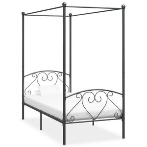 Hemelbedframe metaal grijs 90x200 cm