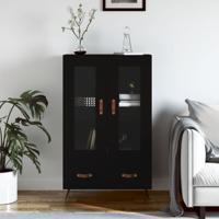 Hoge kast 69,5x31x115 cm bewerkt hout zwart - thumbnail