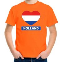 Oranje Holland hart vlag shirt kinderen - thumbnail
