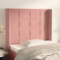 Hoofdbord met randen 83x16x118/128 cm fluweel roze