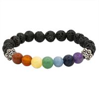 Edelsteen Armband Lavasteen met Chakra Elastisch