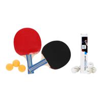 Tafeltennis setje - 2x bats en 9x ballen - hout/kunststof - 25 x 15 cm - pingpong