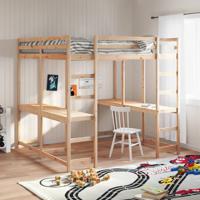 Hoogslaper met bureau en ladder massief grenenhout 160x200 cm