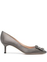 Manolo Blahnik escarpins en cuir à boucle Hangisi 50 mm - Gris