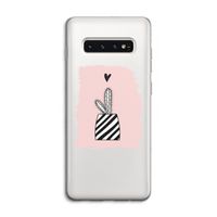 Zwart-wit cactus: Samsung Galaxy S10 4G Transparant Hoesje