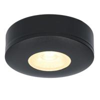 Pavo LED Platte opbouwspot - 3W 260 lumen - 2700K Warm Wit - Lage opbouwhoogte 23mm (meubelspot) - Dimbaar - Rond - IP44 voor binnen en buiten - Zwart