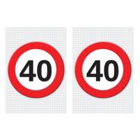 Verjaardag deurposter - 2x - 40 jaar - stopbord - 59 x 84 cm - leeftijd feestartikelen Verjaardag deurposter - 2x - 40 jaar - stopbord - 59 x 84 cm - leeftijd feestartikelen