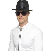 Blues Brothers hoed - zwart - volwassenen - plastic - Carnaval verkleedhoeden