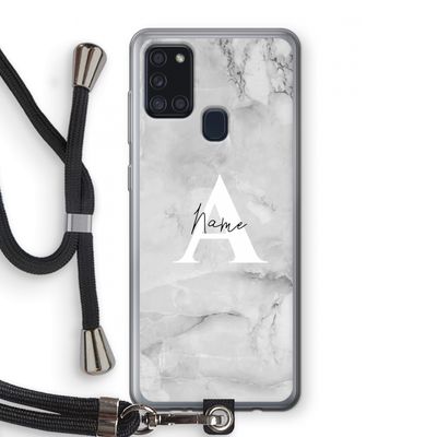 Ivory Marble: Samsung Galaxy A21s Transparant Hoesje met koord