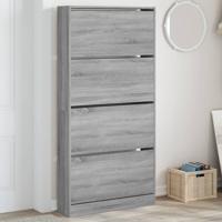 Schoenenkast met 4 klaplades 80x21x163,5 cm grijs sonoma