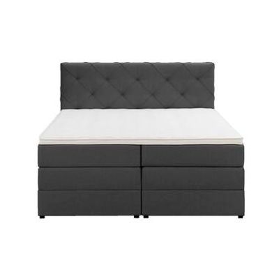 Boxspring met opbergruimte Liv geruit - antraciet - 160x200 cm - Leen Bakker