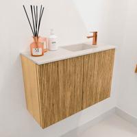 Toiletmeubel Mondiaz Joya Dlux | 60 cm | Meubelkleur Oak | Faye wastafel Meli Wasbak Rechts | 1 kraangat