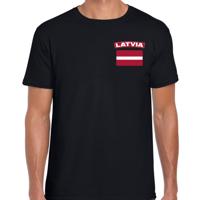 Letland thema t-shirt - met vlag op borst - zwart - voor heren - landen shirt - supporters