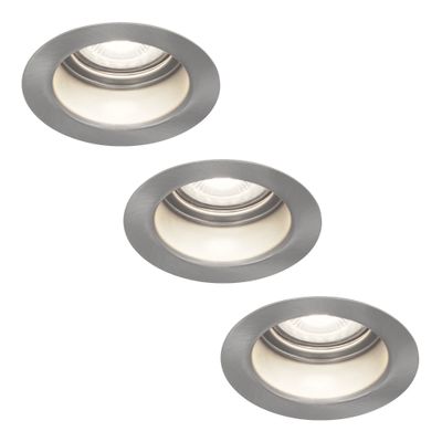 HOFTRONIC™ 3x Mari LED inbouwspot verzonken - 5 Watt - Daglicht wit 6000K - Verwisselbare GU10 - Dimbaar - voor binnen en buiten - RVS