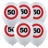 36x Leeftijd verjaardag ballonnen met 50 jaar stopbord opdruk 28 cm