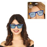 Carnaval/verkleed party bril - 2x - blauw - volwassenen - Voor bij een verkleedkleding kostuum - thumbnail