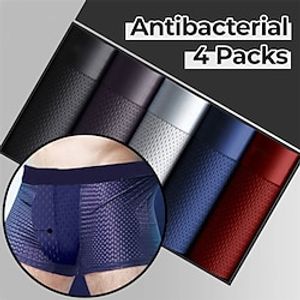 Voor heren 4 stuks Ondergoed Basic slipje Boxer Netstof Standaard Polyester Antibacterieel Waterdicht Heldere kleur Medium Taille Licht Blauw Zwart Lightinthebox