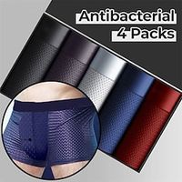 Voor heren 4 stuks Ondergoed Basic slipje Boxer Netstof Standaard Polyester Antibacterieel Waterdicht Heldere kleur Medium Taille Licht Blauw Zwart Lightinthebox - thumbnail