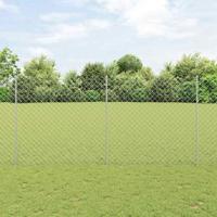 VidaXL Hek met paal zilver 1,5 x 10 m staal