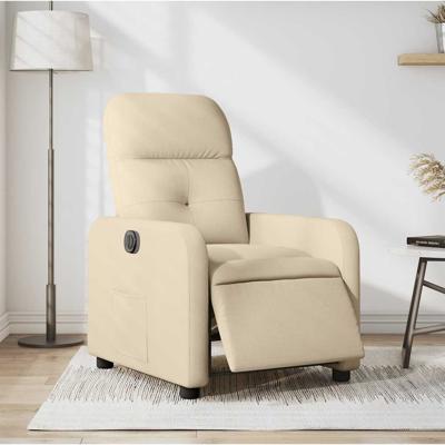 Fauteuil verstelbaar elektrisch stof crèmekleurig