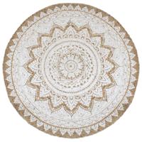VidaXL Tapijt met print rond 210 cm gevlochten jute