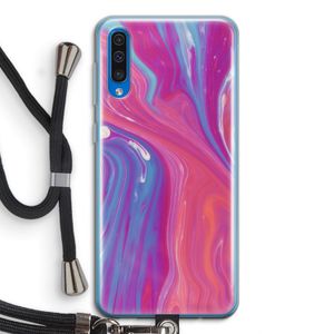 Paarse stroom: Samsung Galaxy A50 Transparant Hoesje met koord