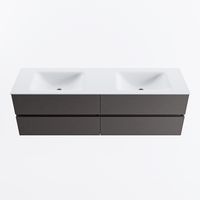 MONDIAZ VICA 160cm badmeubel onderkast Dark Grey 4 lades. Wastafel CLOUD dubbel 2 kraangaten, kleur Talc.