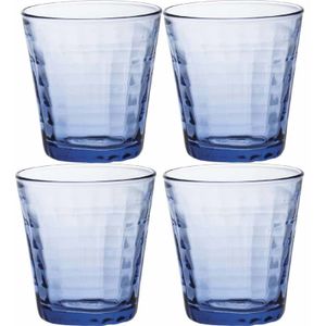 4x Drinkglazen/waterglazen blauw 220 ml Prisme