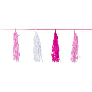 Kwast tassel feestslingers roze - 3 meter - Meisjes geboren feestartikelen versieringen