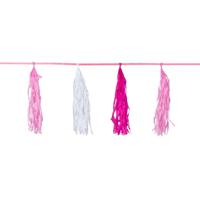 Kwast tassel feestslingers roze - 3 meter - Meisjes geboren feestartikelen versieringen