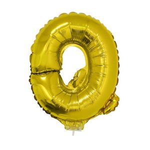 Gouden opblaas letter ballon Q op stokje 41 cm   -