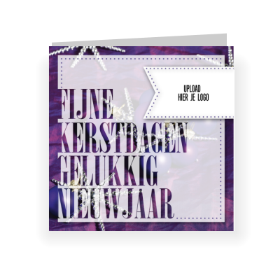 Een strakke kerstkaart met paarse achtergrond (proefdruk)