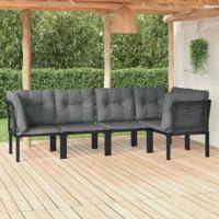 5-delige Loungeset poly rattan zwart en grijs