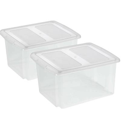 Sunware opslagboxen set - 2x stuks - 32 liter - transparant - 45 x 36 x 24 cm - afsluitbare deksel Sunware opslagboxen set - 2x stuks - 32 liter - transparant - 45 x 36 x 24 cm - afsluitbare deksel