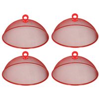 4x stuks metalen vliegenkap/voedselkap rood rond 30 cm