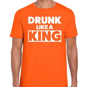 Drunk like a King t-shirt oranje voor heren - Koningsdag shirts