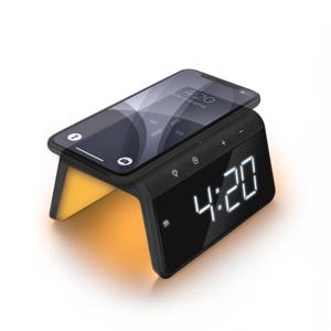 Digitale Wekker met Draadloze Oplader - Dual Alarmklok - Nachtlamp en Wake Up Light (HCG019QI-BA)
