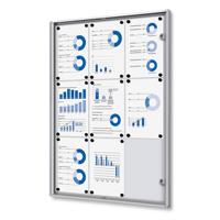 Vitrinebord Quantore voor binnen 9x A4 zilver - thumbnail