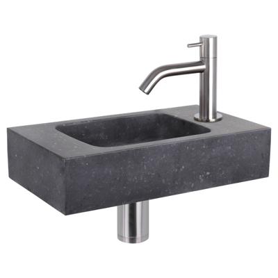 Differnz fonteinset bombai black - natuursteen - kraan gebogen - 40 x 22 x 9 cm - mat chroom